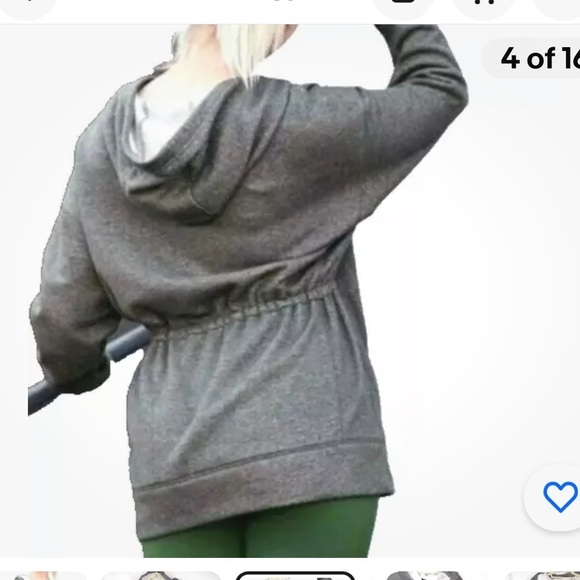 Fabletics Leah Oversized Grey Full Zip Cinched Jacket Size Small - Picture 2 of 9